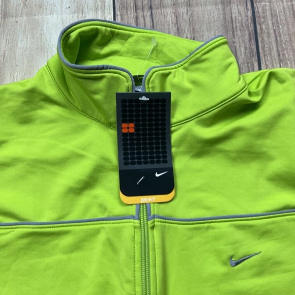 Nike Dri Fit Long Sleeve Full Zip Track Jacket Lime Green Women’s Large - Picture 3 of 6